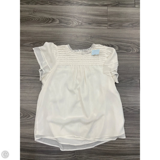 Blouse Short Sleeve By Ann Taylor In Cream, Size: M
