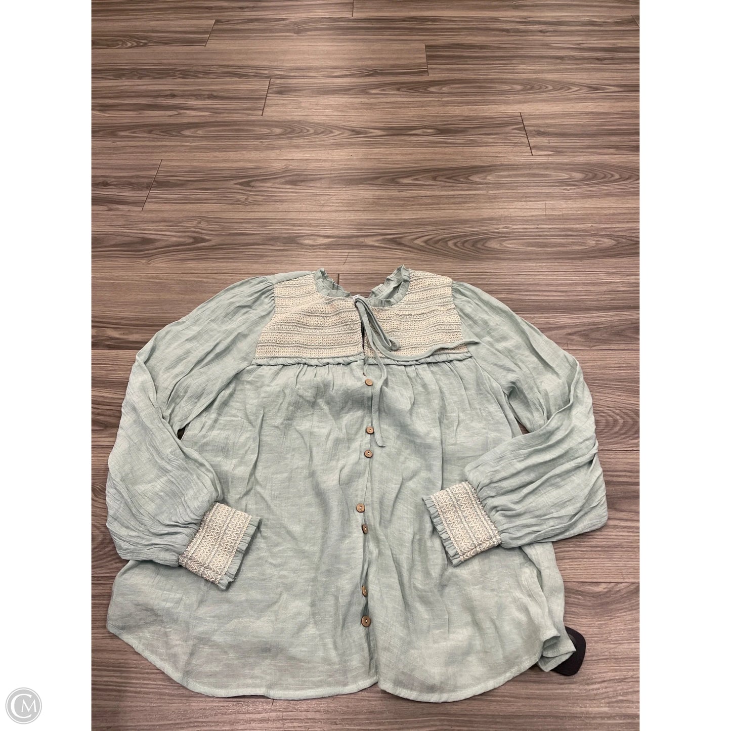 Top Long Sleeve By Blu Pepper In Teal, Size: Xl