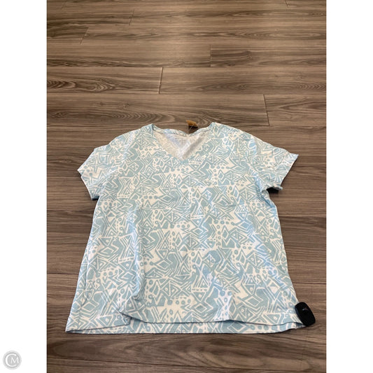 Top Short Sleeve By L.l. Bean In Blue & White, Size: L