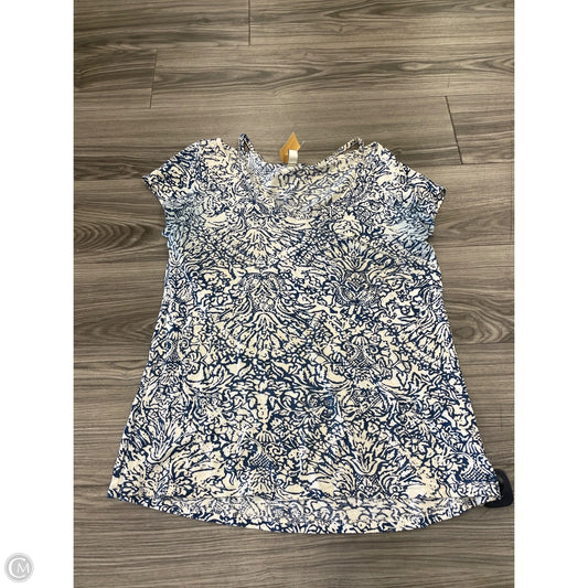 Top Short Sleeve By Chaps In Blue & Cream, Size: M