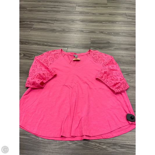 Top 3/4 Sleeve Basic By Falls Creek In Pink, Size: 3x