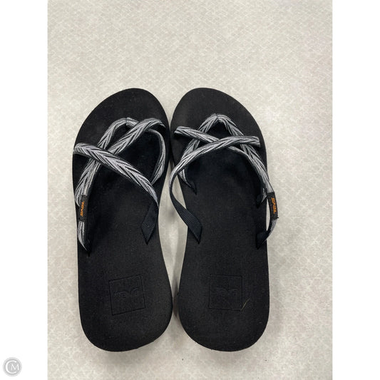 Sandals Flip Flops By Teva In Black & Grey, Size: 8