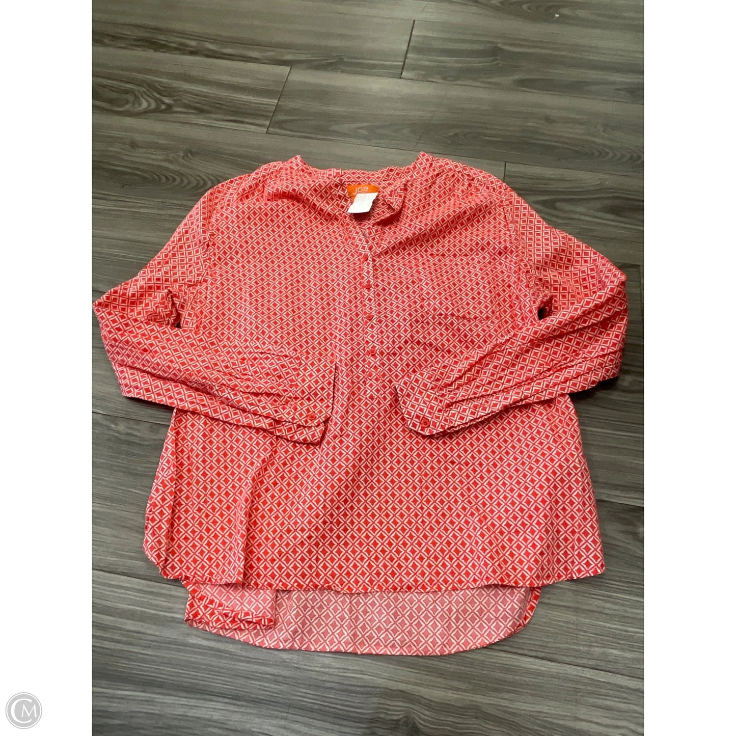Top Long Sleeve By Joe Fresh In Red & White, Size: Xl