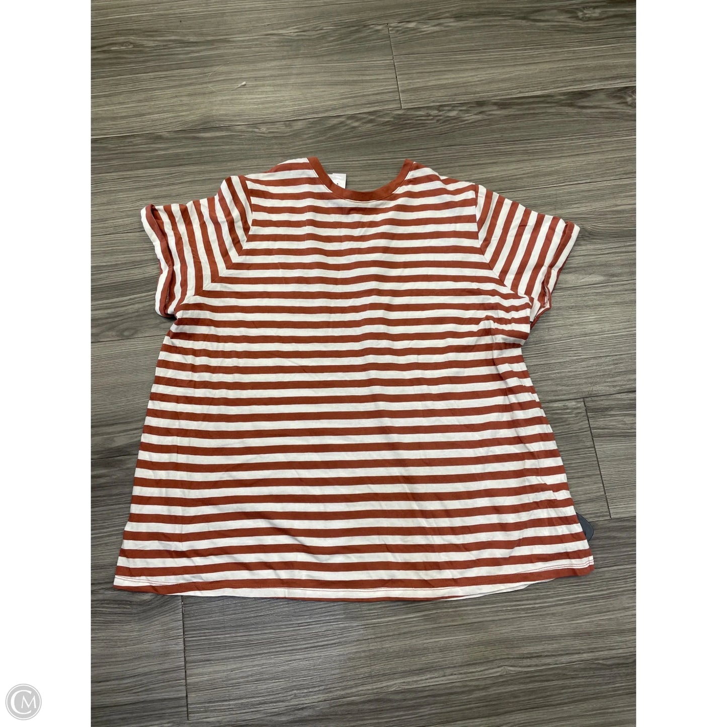 Top Short Sleeve By Ava & Viv In Striped Pattern, Size: Xxl