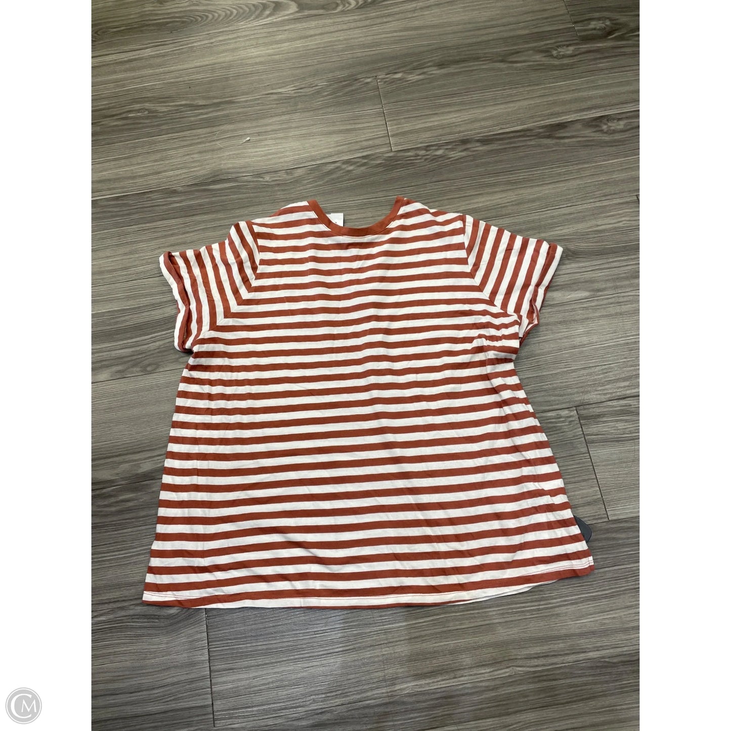 Top Short Sleeve By Ava & Viv In Striped Pattern, Size: Xxl