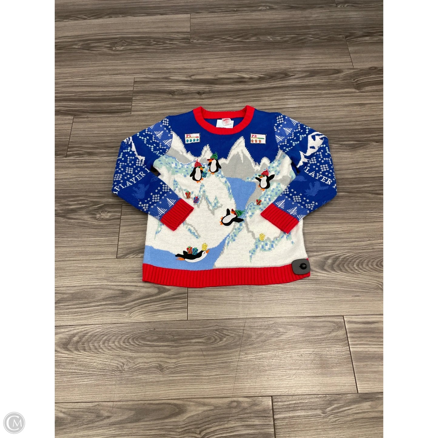 Sweater By Holiday Time In Blue & Red, Size: L