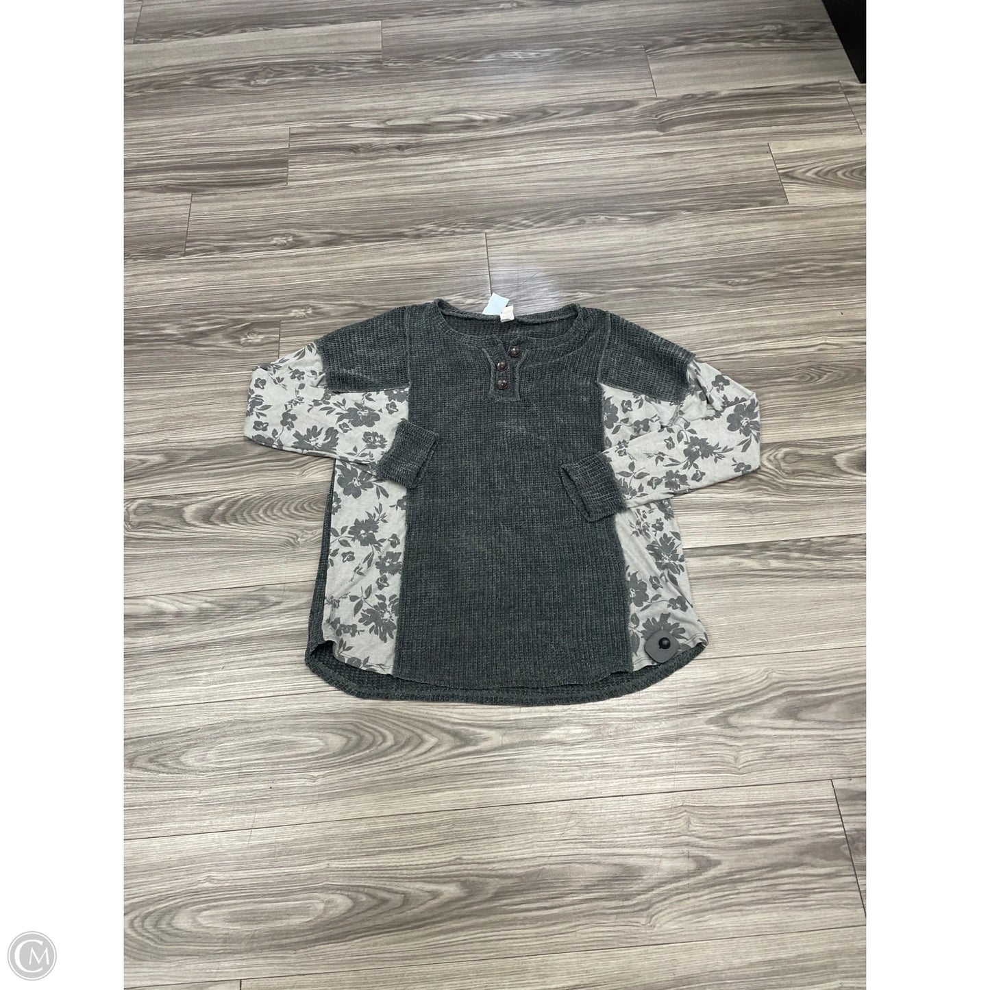 Top Long Sleeve By Free People In Grey & White, Size: 1x