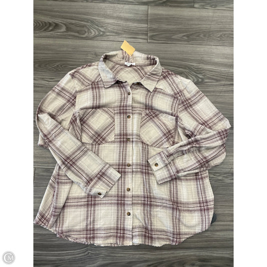 Top Long Sleeve By Maurices In Red & Tan, Size: 2x