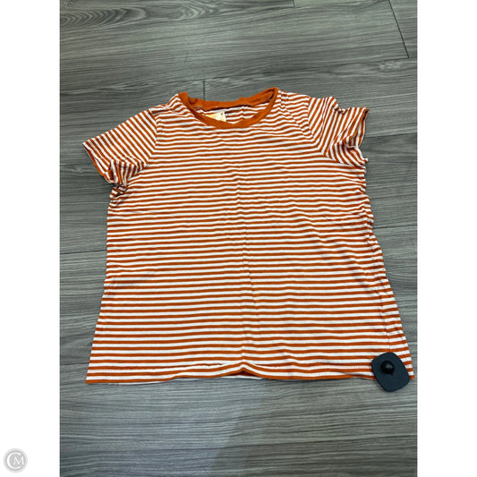 Top Short Sleeve By Madewell In Orange & White, Size: S