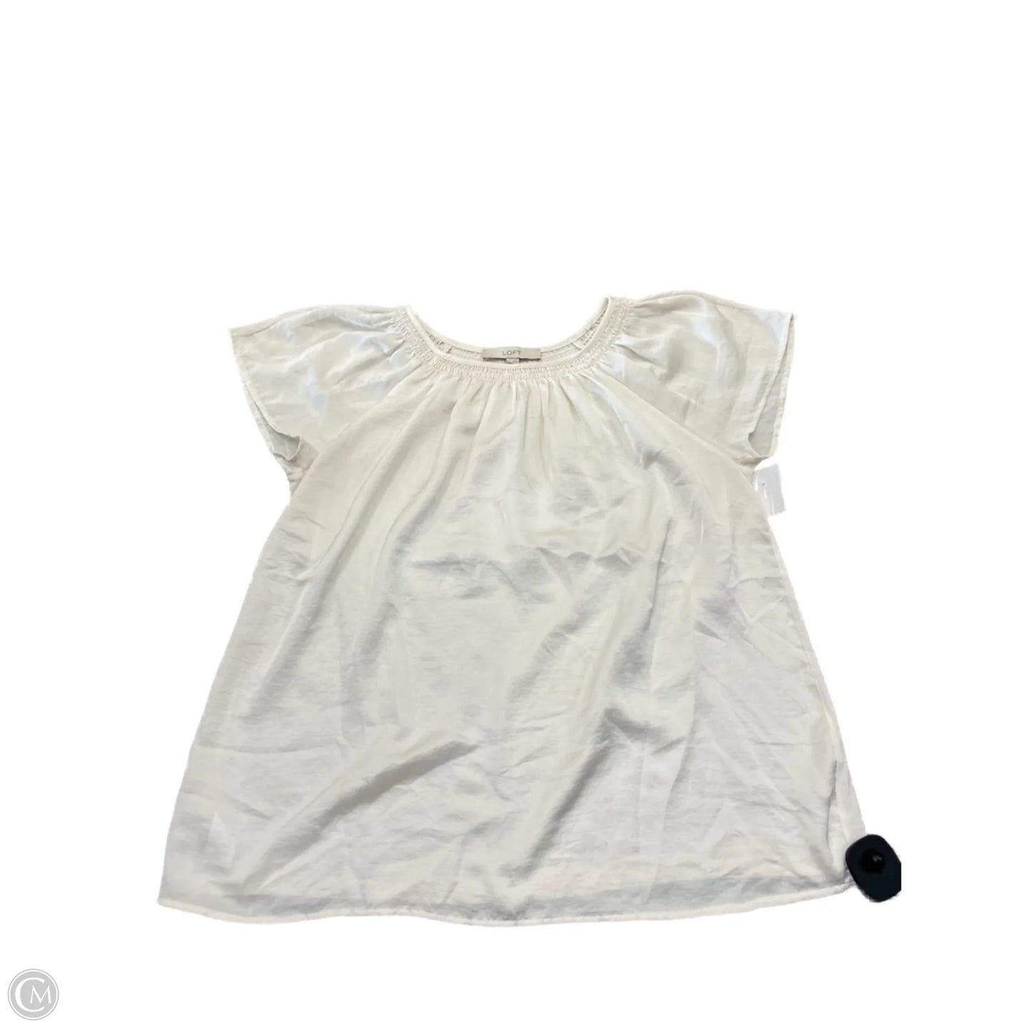 Blouse Short Sleeve By Loft In Cream, Size: M