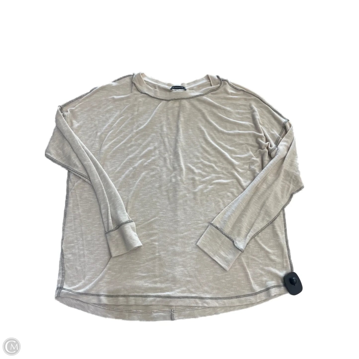 Top Long Sleeve By Staccato In Tan, Size: L