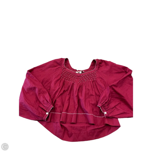 Blouse Long Sleeve By Loft In Maroon, Size: S