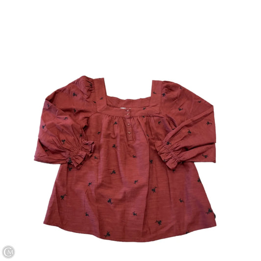 Blouse Long Sleeve By Lc Lauren Conrad In Maroon, Size: Xs