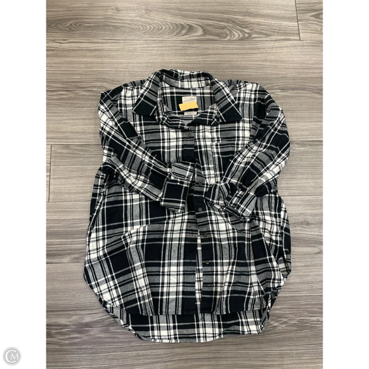 Top Long Sleeve By Universal Thread In Plaid Pattern, Size: Xxl