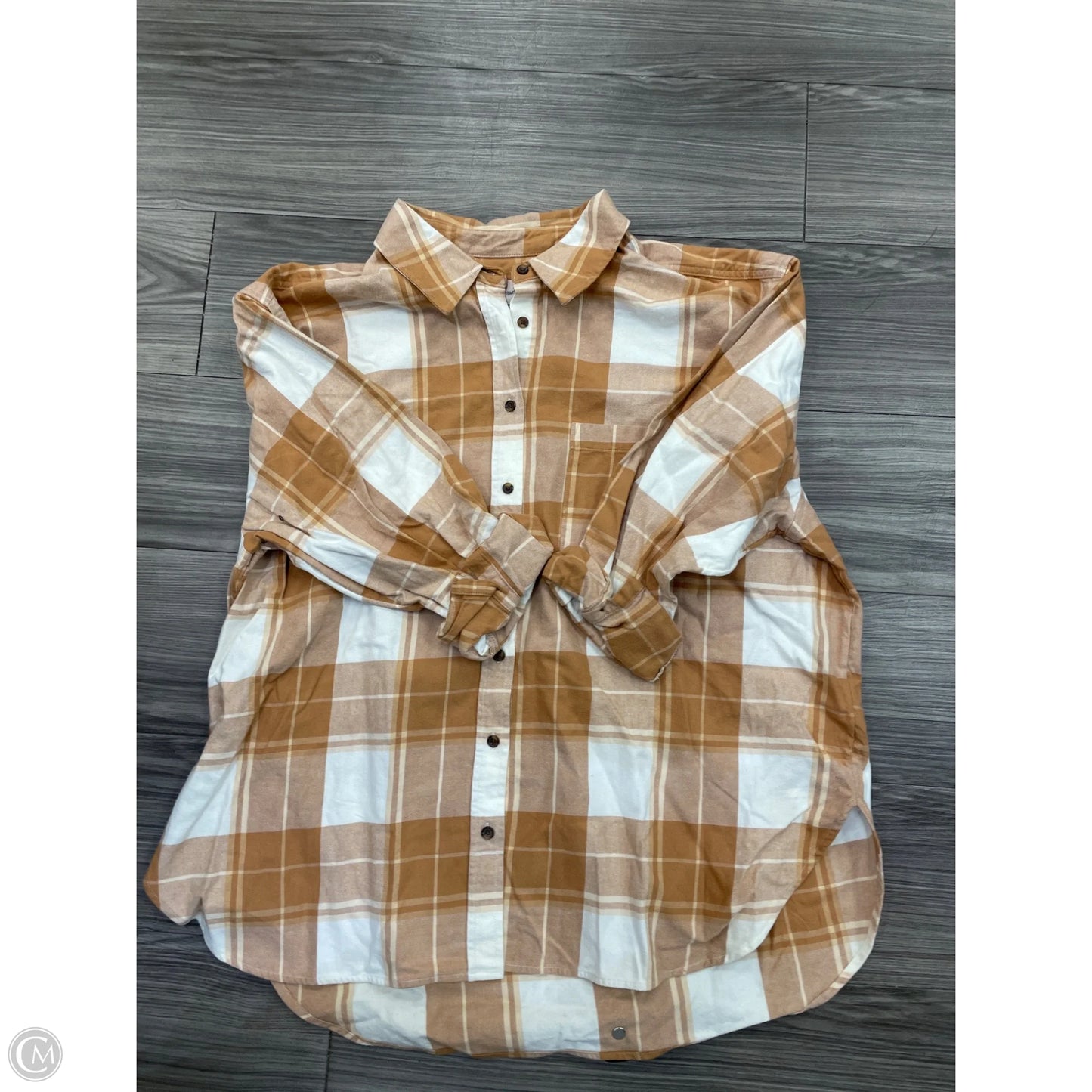 Top Long Sleeve By Universal Thread In Plaid Pattern, Size: Xxl