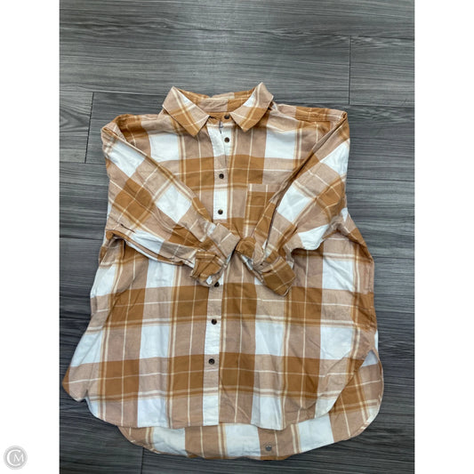 Top Long Sleeve By Universal Thread In Plaid Pattern, Size: Xxl