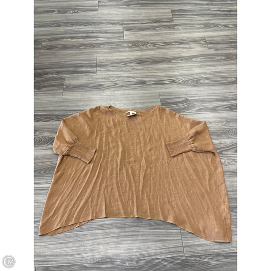 Top Long Sleeve By Grade & Gather In Brown, Size: S