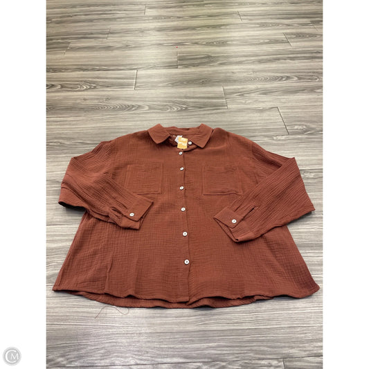 Top Long Sleeve By Clothes Mentor In Brown, Size: Xl