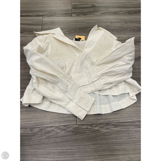 Blouse Long Sleeve By Clothes Mentor In Cream, Size: M
