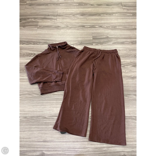 Top 2pc Long Sleeve By Scoop In Brown, Size: M