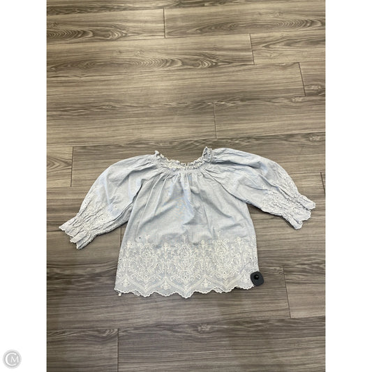 Blouse 3/4 Sleeve By Clothes Mentor In Blue, Size: L