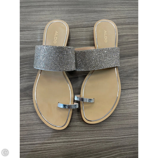 Sandals Flip Flops By Aldo In Silver, Size: 8.5
