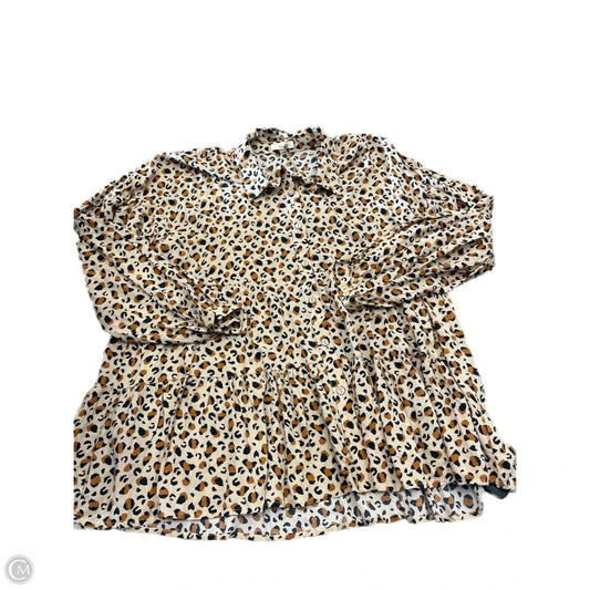 Top Long Sleeve By Easel In Animal Print, Size: L