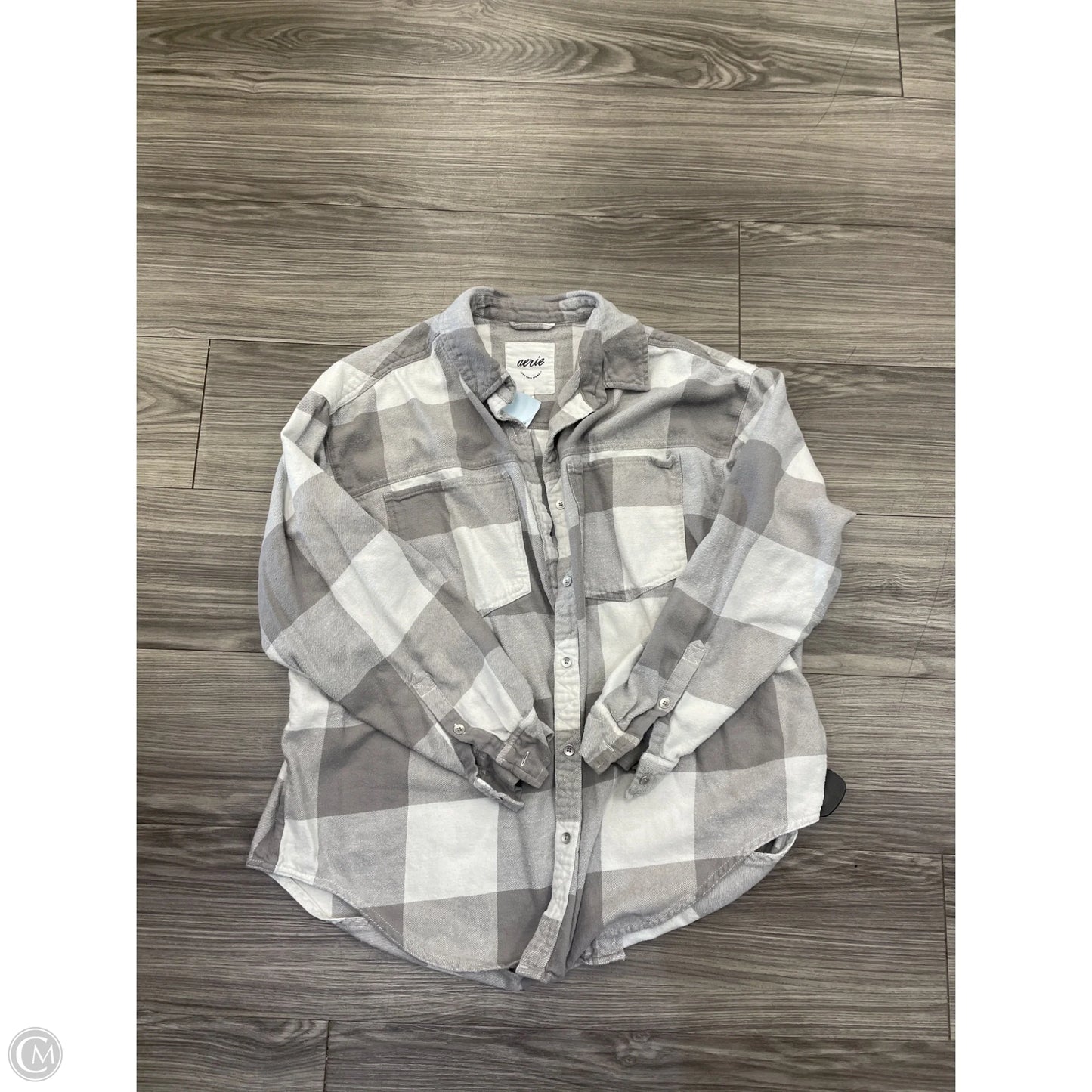 Top Long Sleeve By Aerie In Plaid Pattern, Size: M