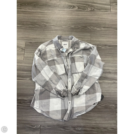 Top Long Sleeve By Aerie In Plaid Pattern, Size: M