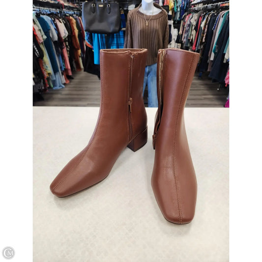 Boots Ankle Heels By Loft In Brown, Size: 5.5