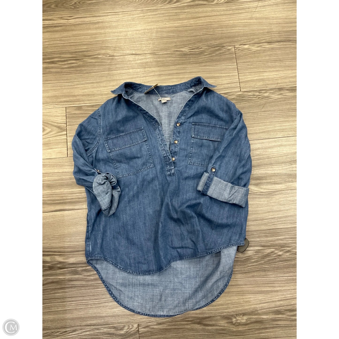 Top Long Sleeve By Falls Creek In Blue Denim, Size: L