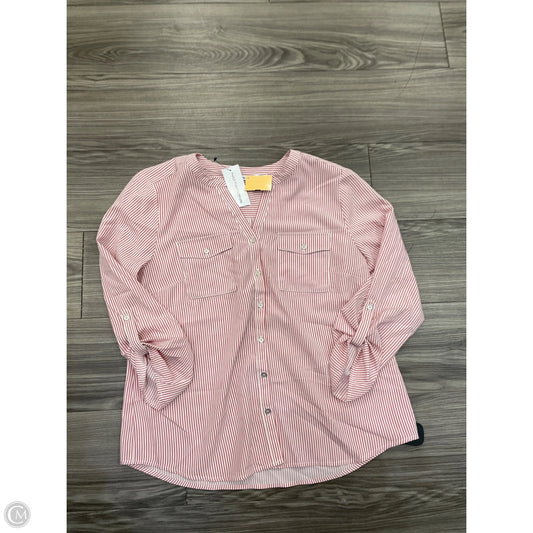 Top Long Sleeve By Notations In Striped Pattern, Size: L