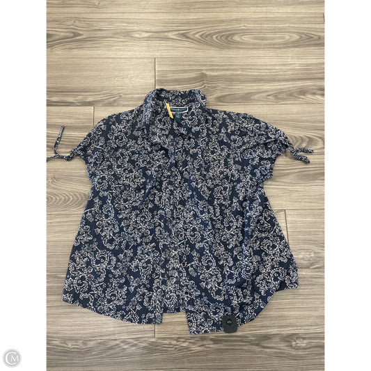 Top Short Sleeve By Karen Scott In Navy, Size: 1x