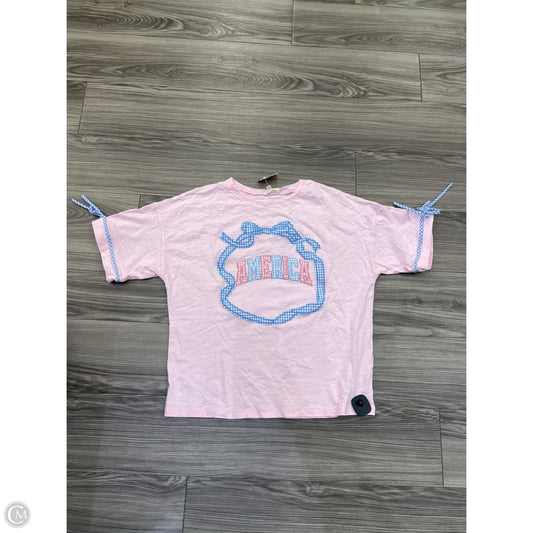 Top Short Sleeve By Peach Love Cream California In Pink, Size: M