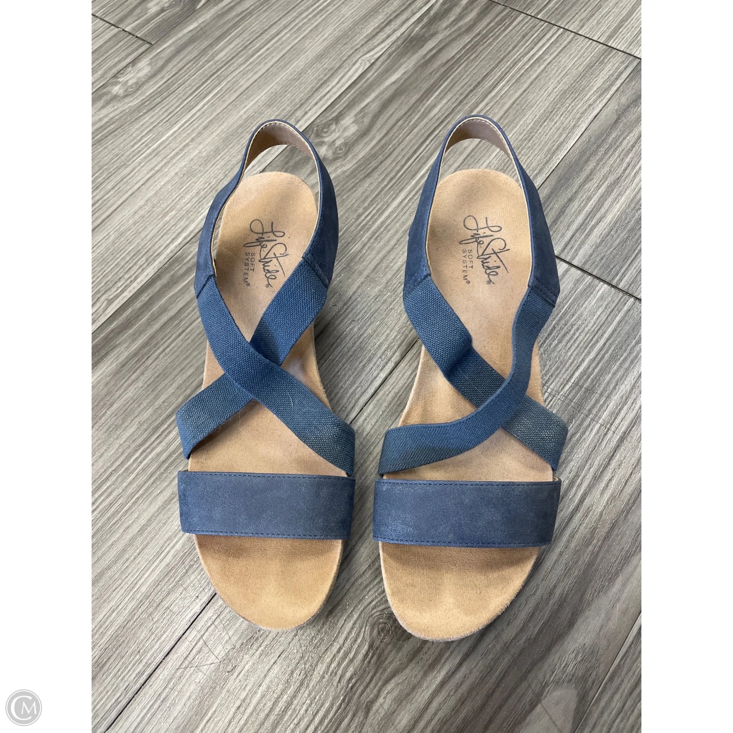 Sandals Heels Block By Life Stride In Navy, Size: 8