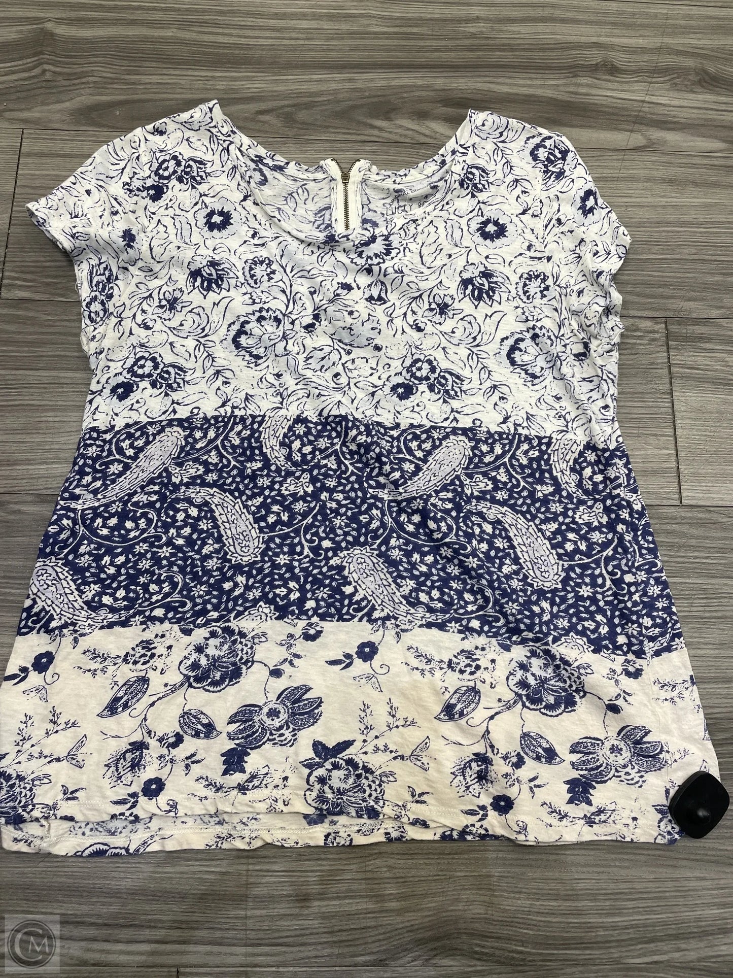 Top Short Sleeve By Lucky Brand In Blue, Size: Xl