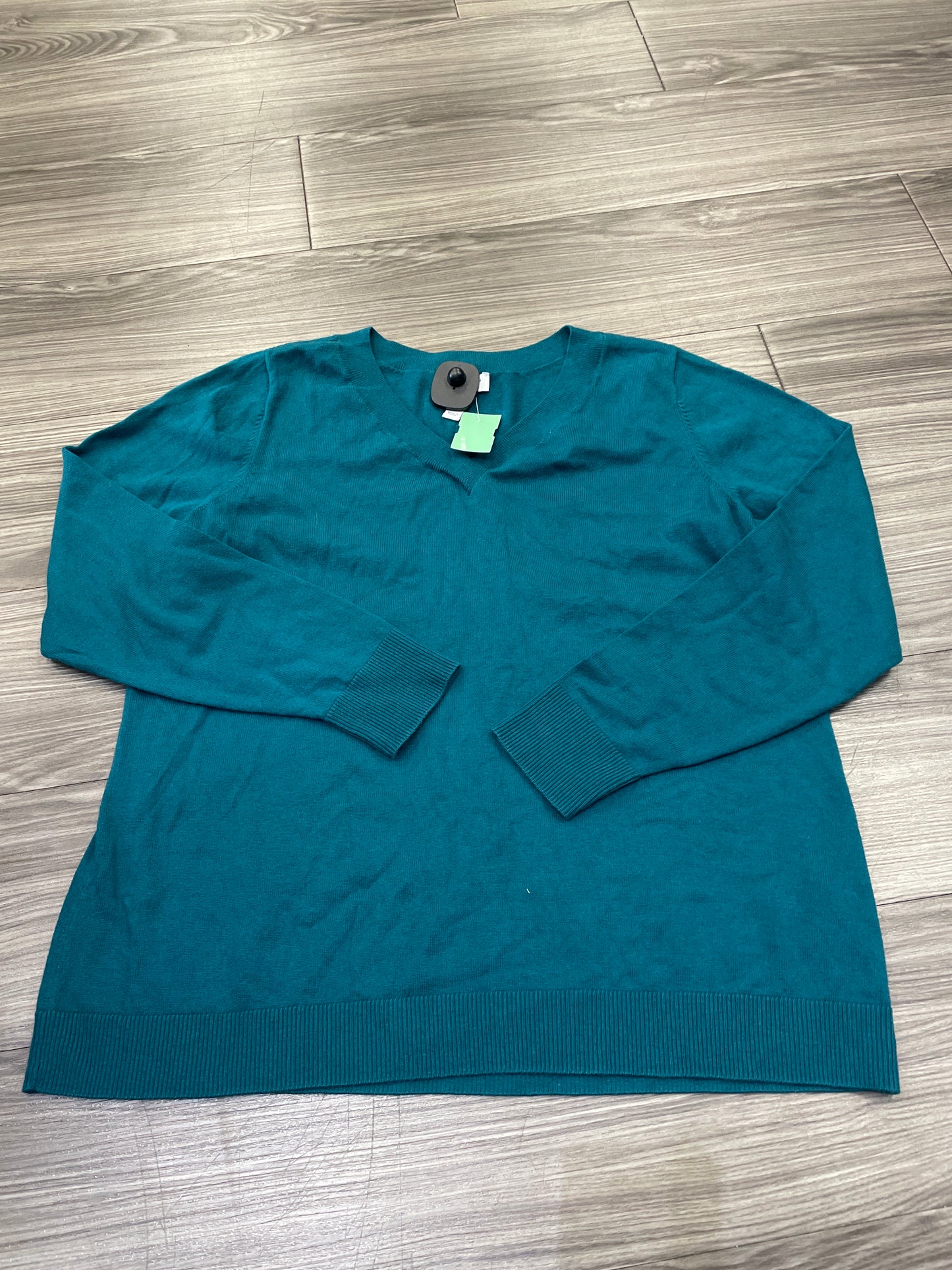 Sweater By Denim And Company In Teal, Size: L