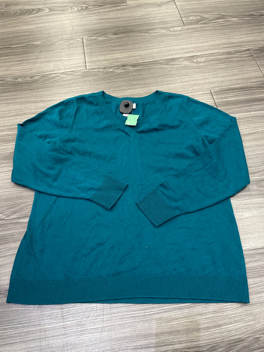 Sweater By Denim And Company In Teal, Size: L