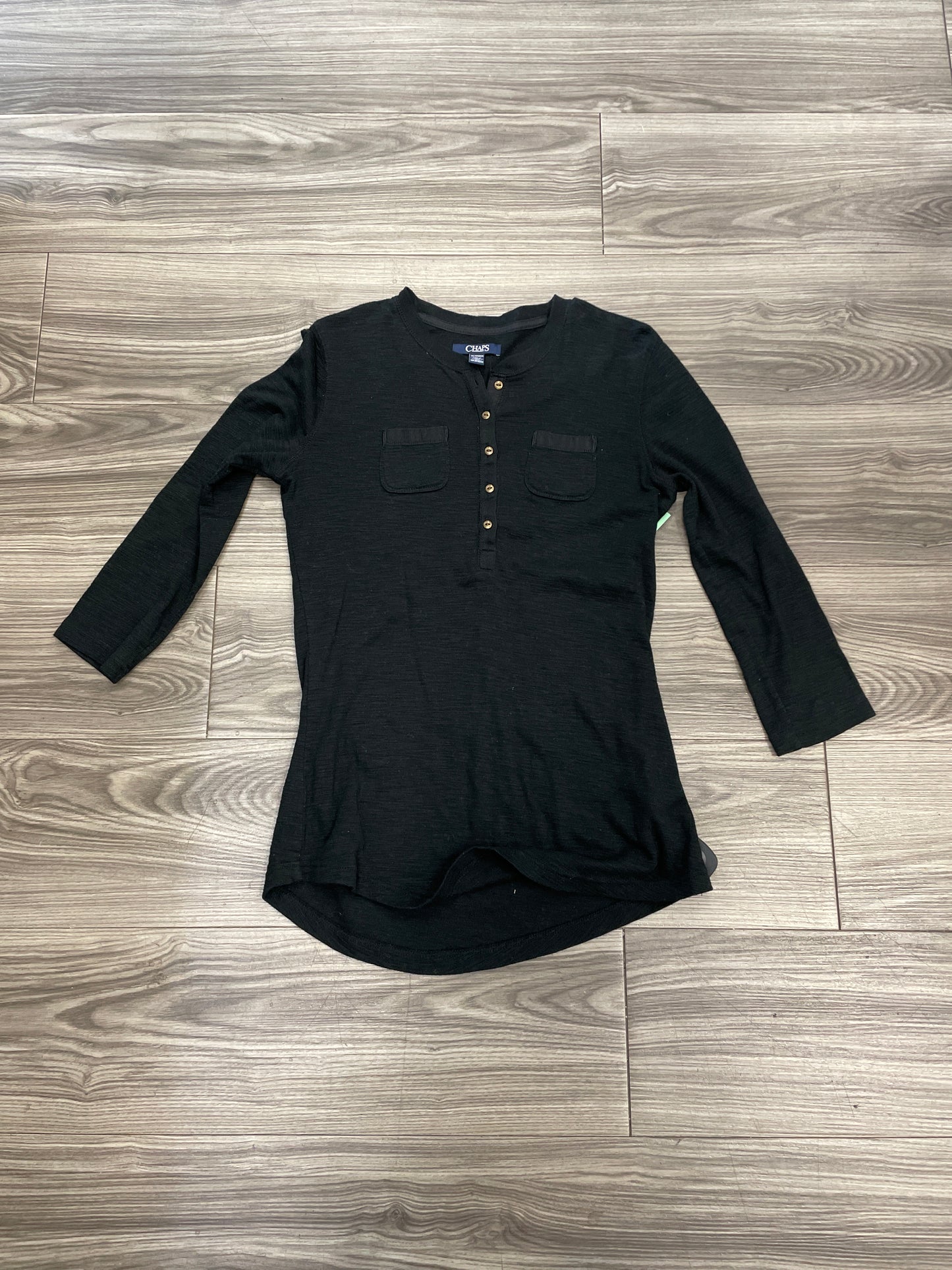 Top Long Sleeve By Chaps In Black, Size: Xs