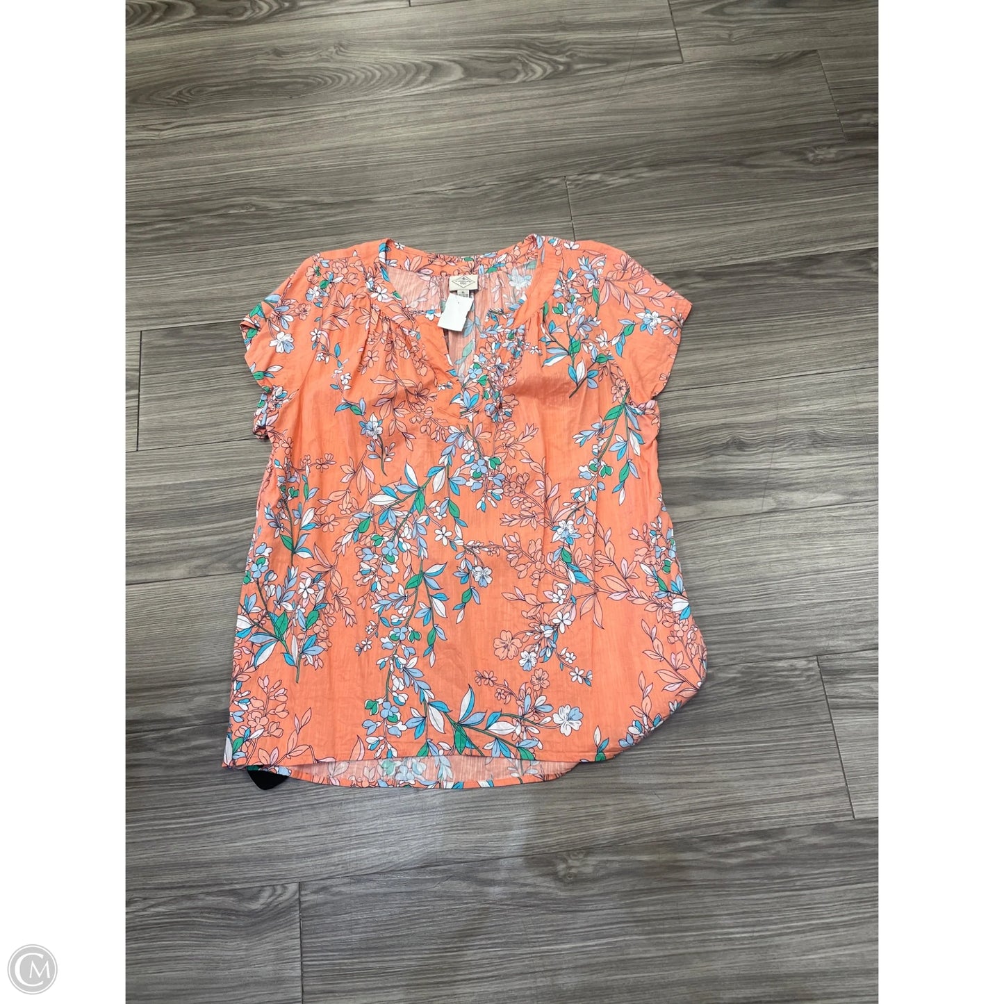 Top Short Sleeve By St Johns Bay In Floral Print, Size: Xl