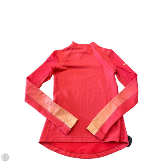 Athletic Top Long Sleeve Collar By Nike In Coral, Size: S