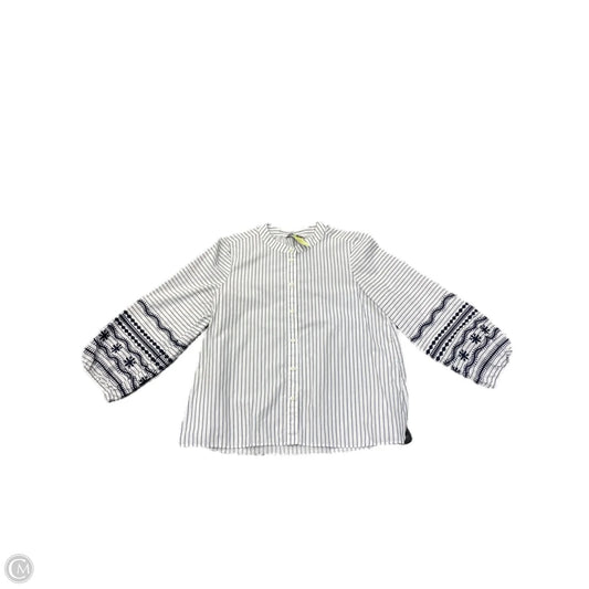 Top Long Sleeve Basic By Madewell In Blue & White, Size: S