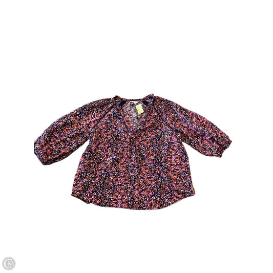 Top Long Sleeve By Terra & Sky In Floral Print, Size: Xl