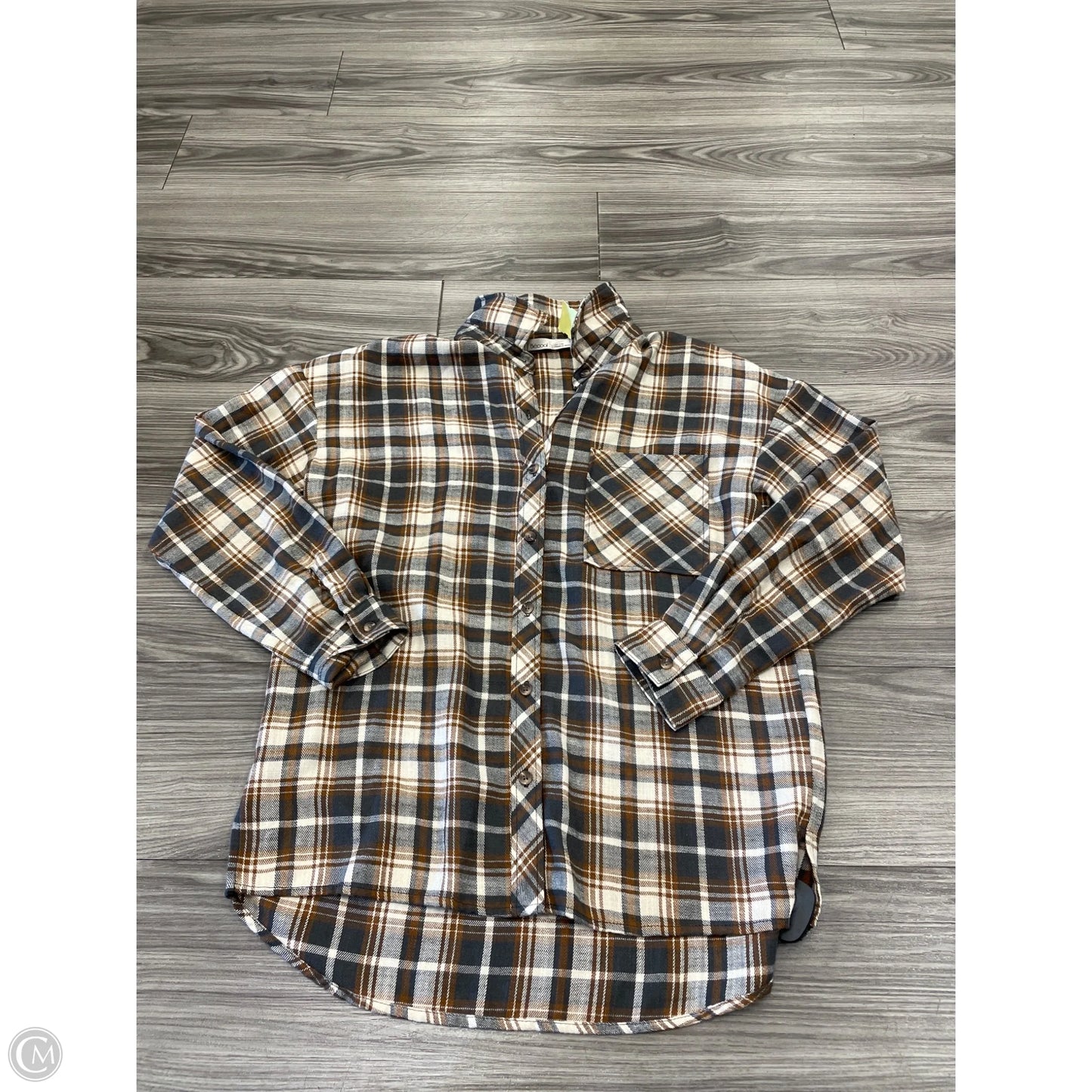 Top Long Sleeve By Be Cool In Plaid Pattern, Size: M