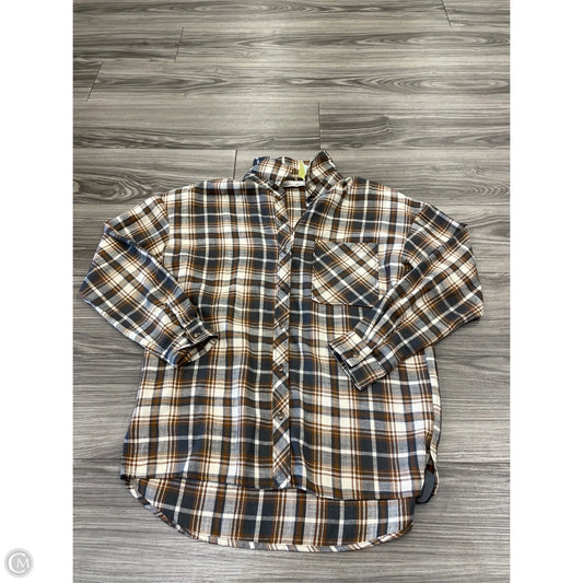Top Long Sleeve By Be Cool In Plaid Pattern, Size: M