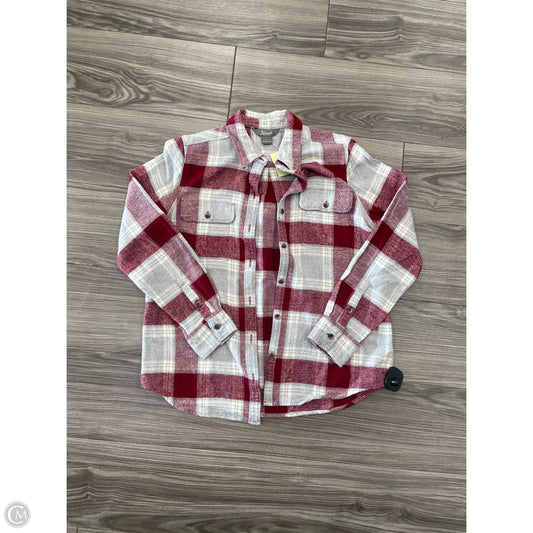 Top Long Sleeve Basic By Natural Reflections In Grey & Red, Size: S