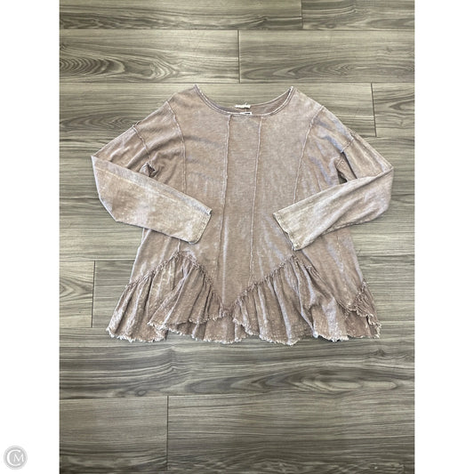 Top Long Sleeve Basic By Easel In Brown, Size: L