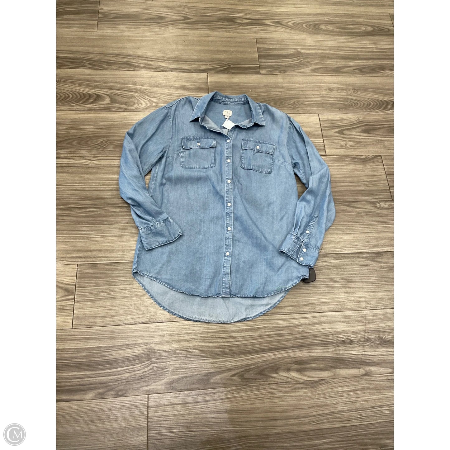 Top Long Sleeve Basic By A New Day In Blue, Size: M