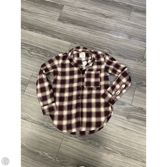 Top Long Sleeve Basic By Abercrombie And Fitch In Plaid Pattern, Size: Xs