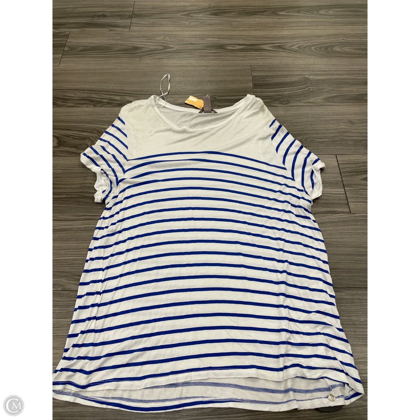 Top Short Sleeve Basic By H&m In Striped Pattern, Size: 3x